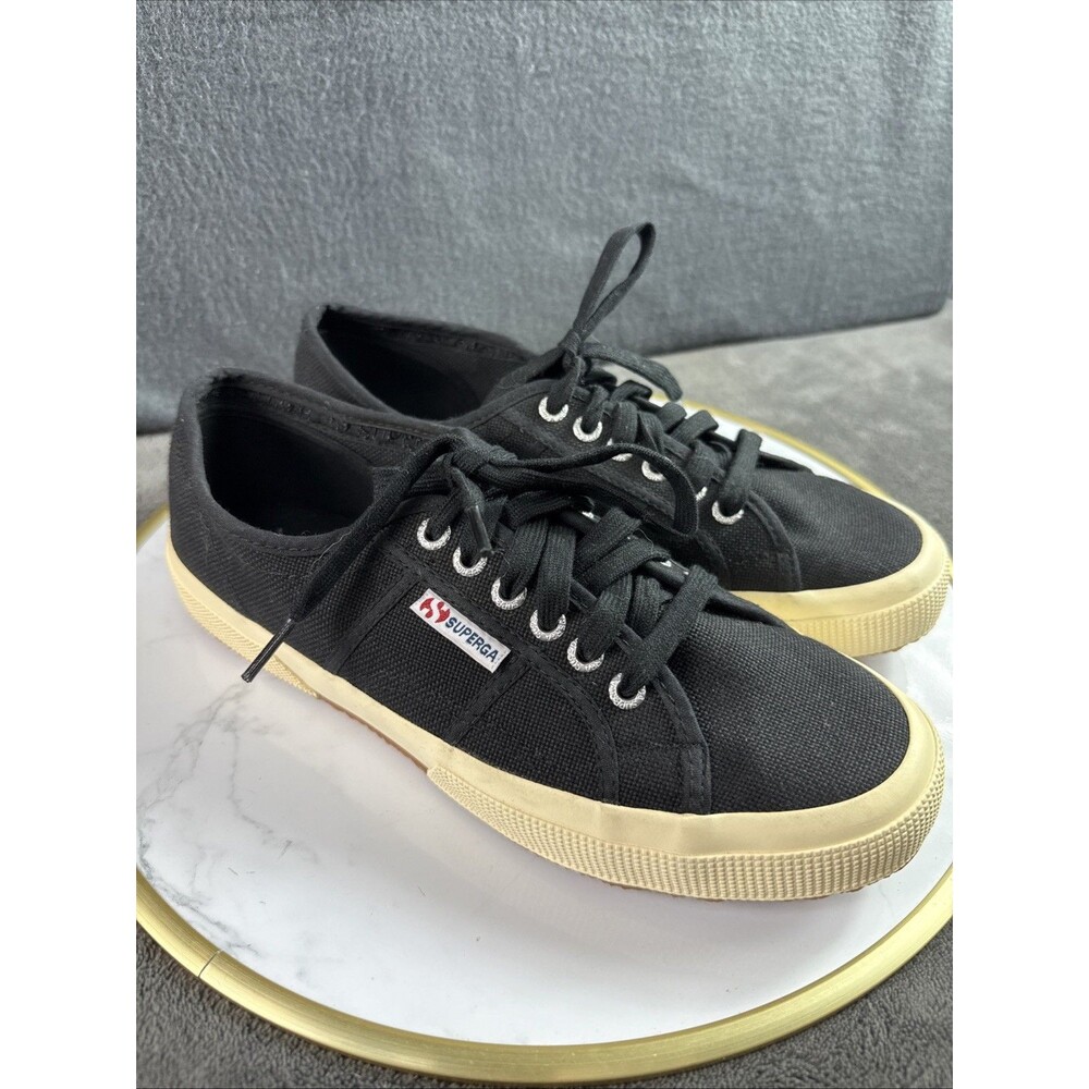 Superga 2750 COTU Classic Black Sneaker Shoes Womens Sz 9.5 Canvas Low Top
